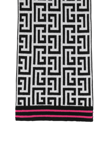 Wool scarf with large Balmain monogram