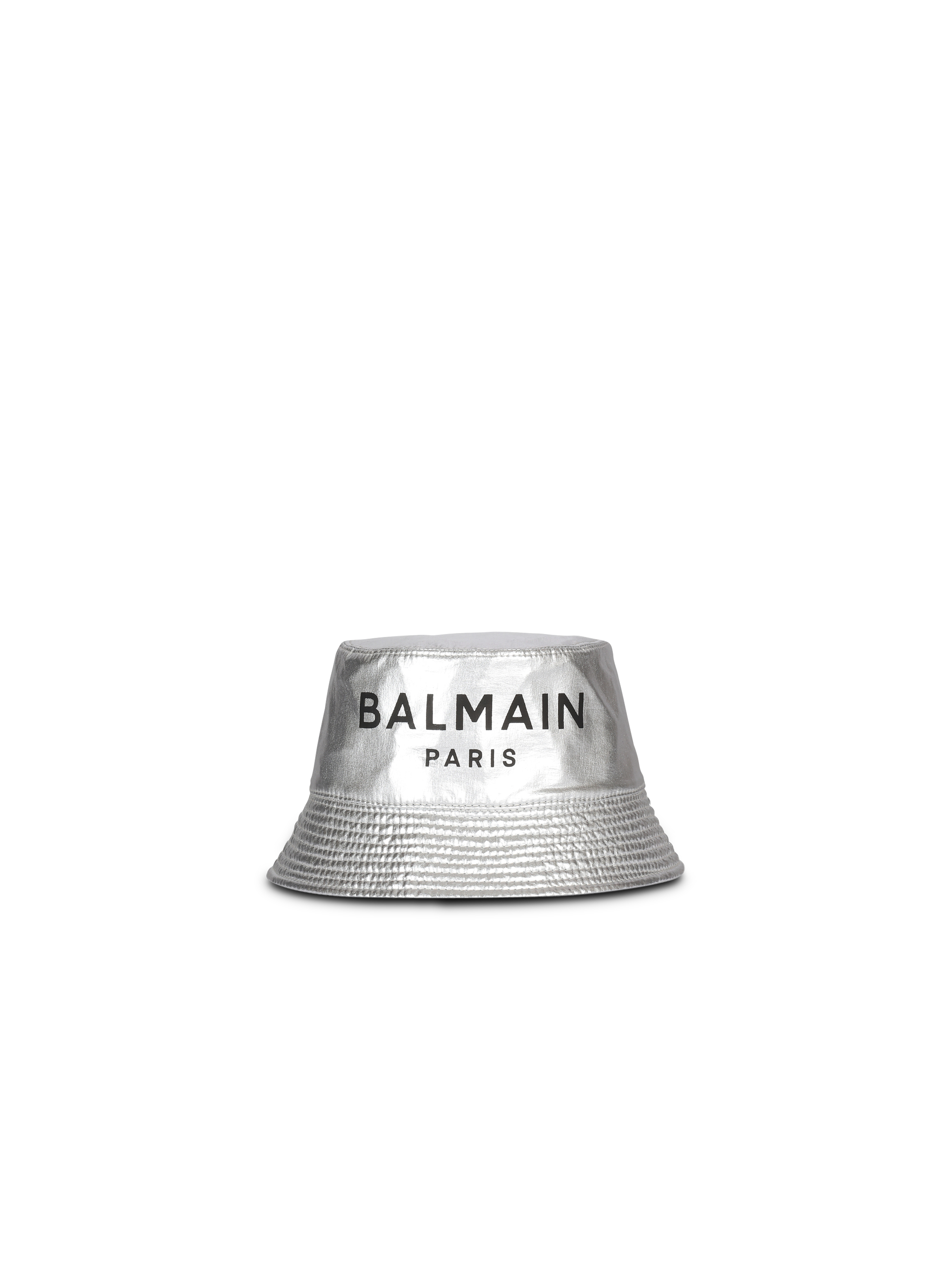Bucket hat with Balmain logo, silver