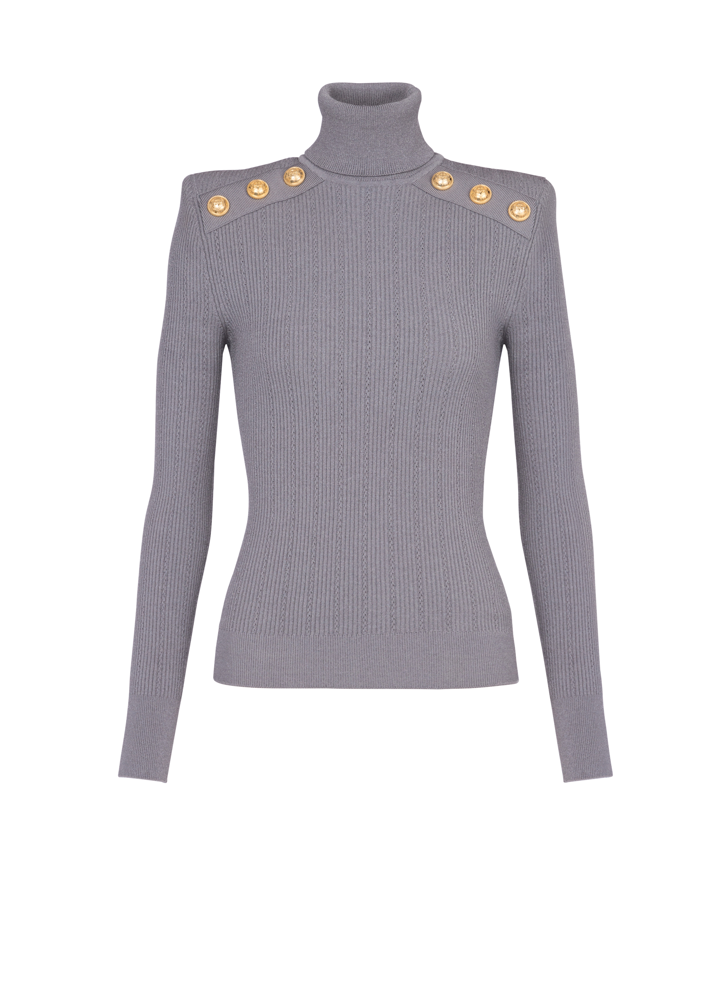 Knit jumper with gold buttons, grey