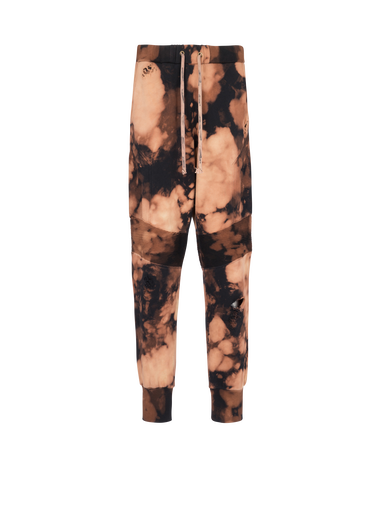 Cotton jogging bottoms with burnt print