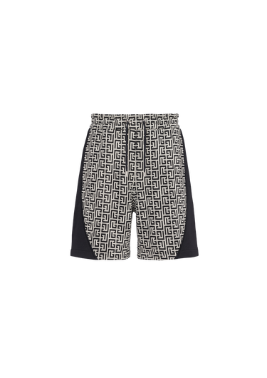 Cotton shorts with Balmain monogram and velcro logo