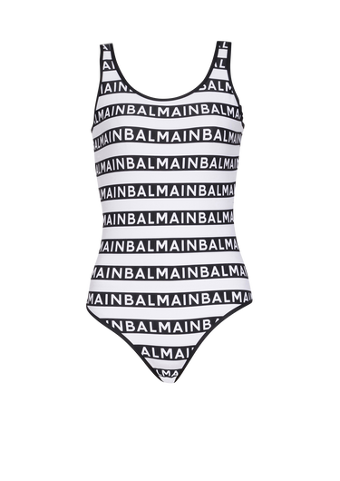 Bicolor swimsuit with Balmain monogram