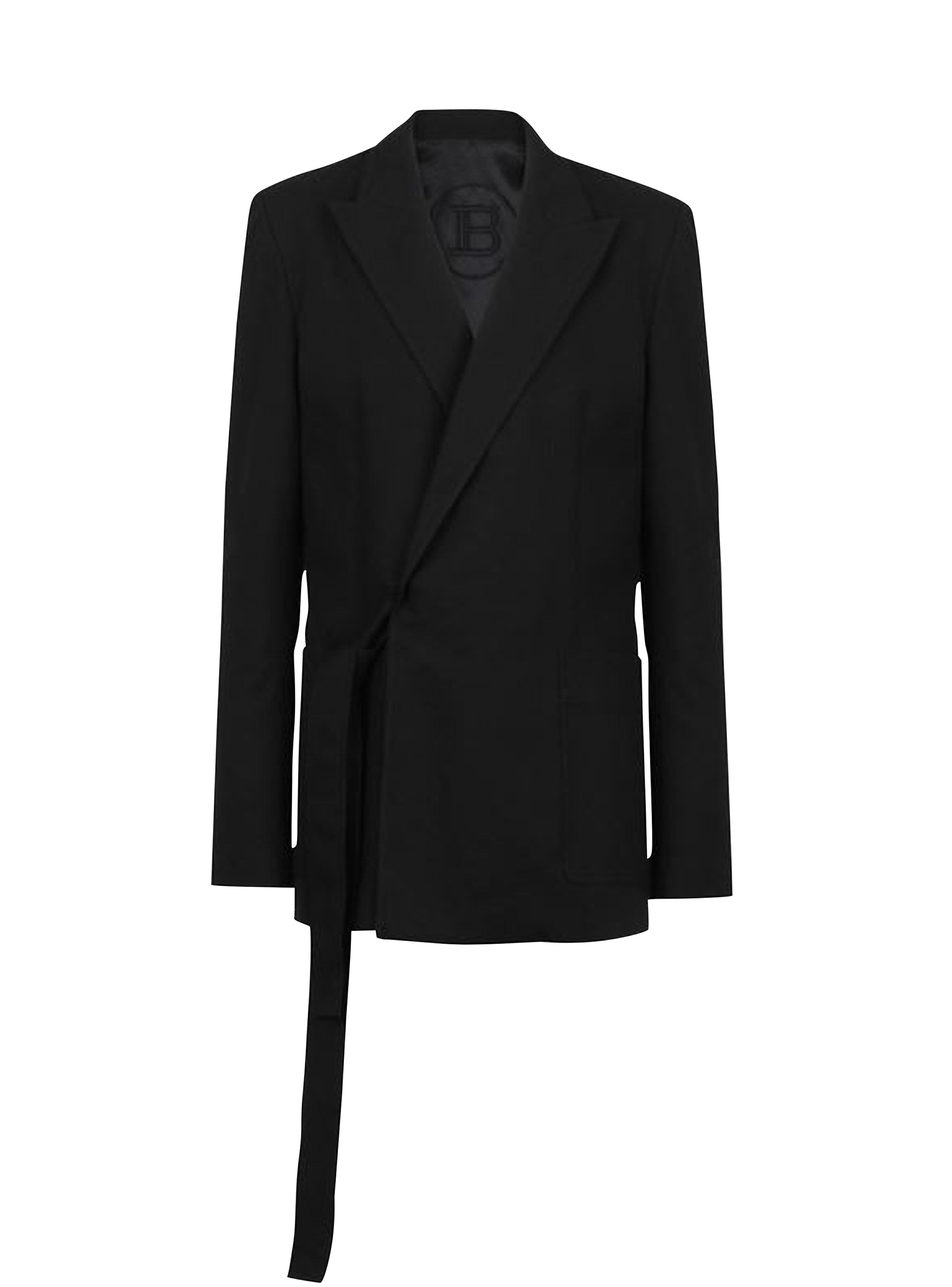 Asymmetrical cotton blazer, black