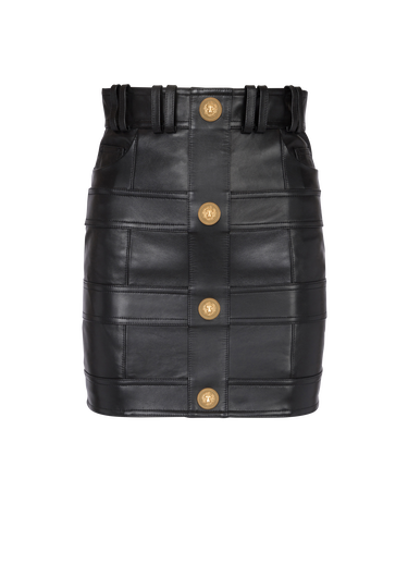 High-waisted leather skirt