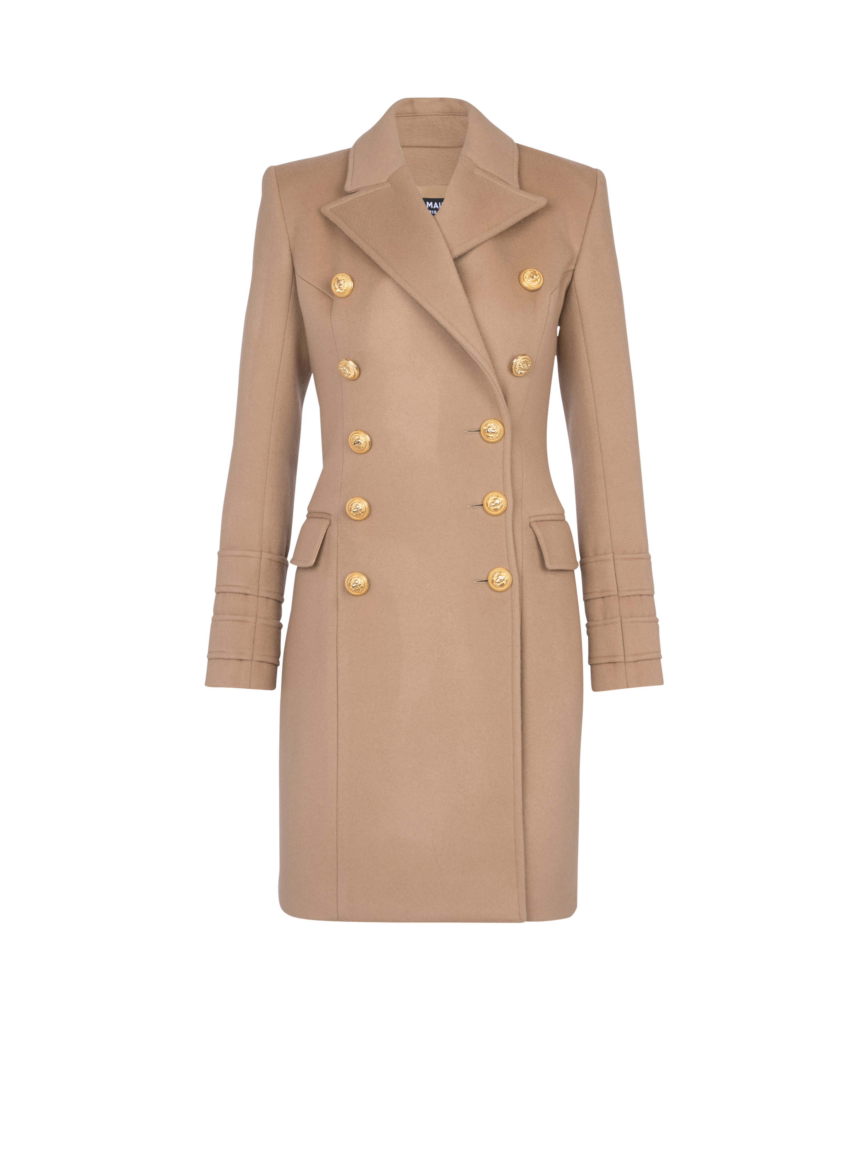 Long wool double-breasted coat, brown