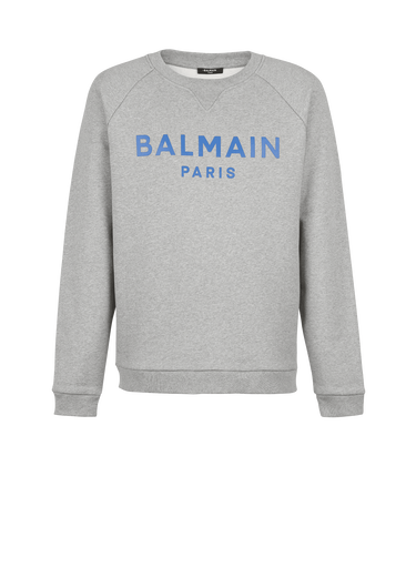 Cotton sweatshirt with Balmain Paris logo print