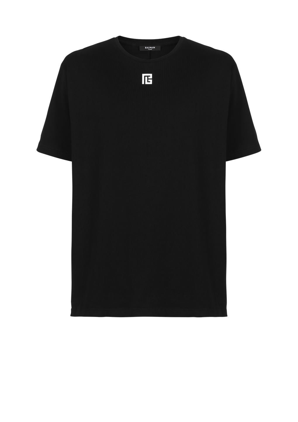 Oversized cotton T-shirt with maxi Balmain logo print, black, hi-res
